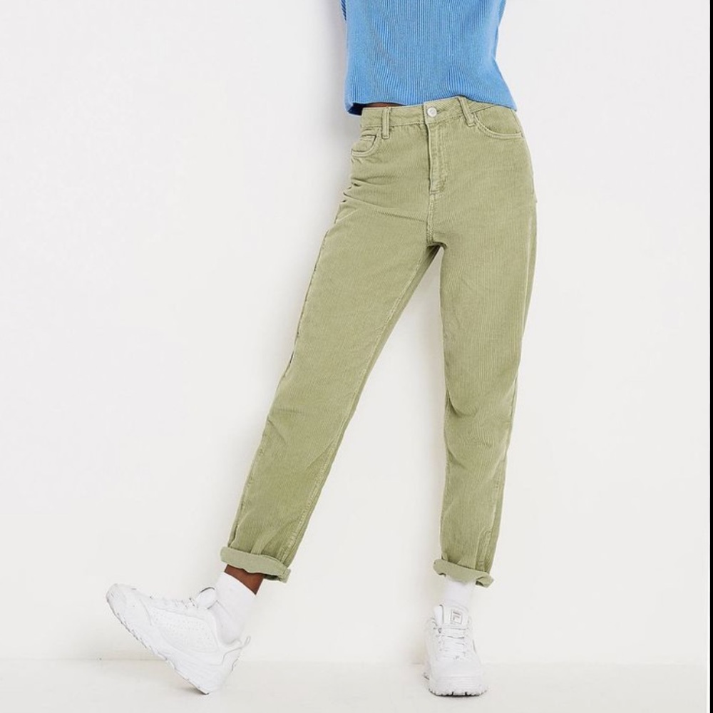 BDG Urban Outfitters Corduroy Mom Trousers; Green